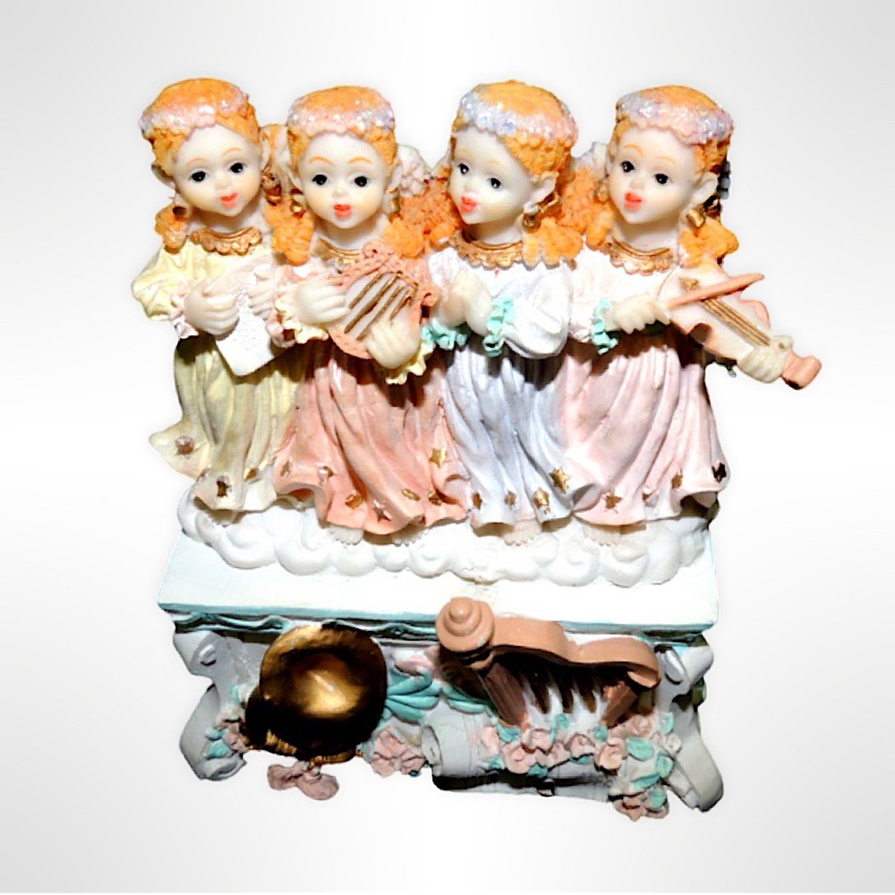 Vintage Ceramic Treasures Angel Music Box